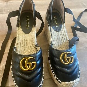 Leather platform espadrille